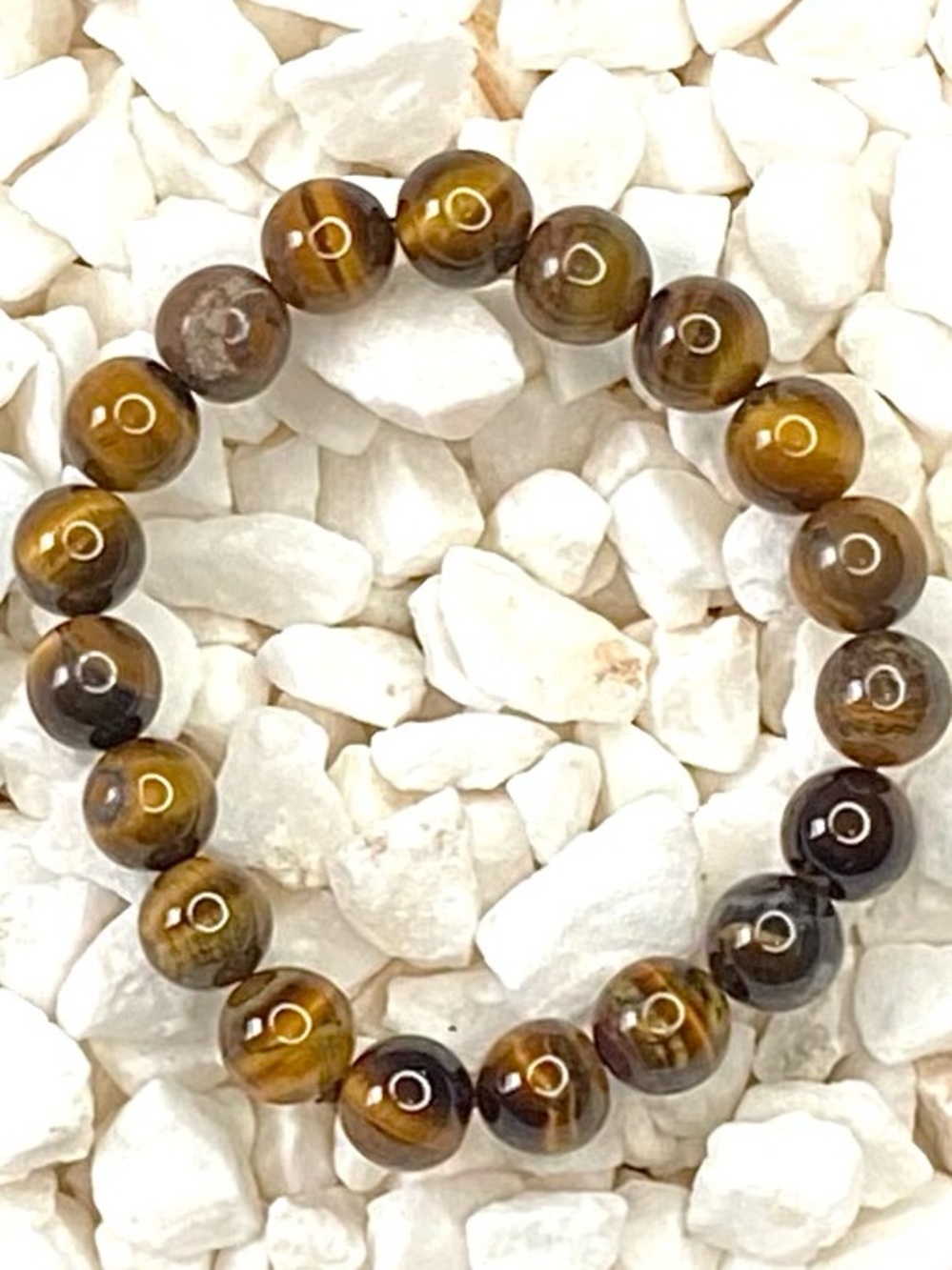 Natural Tiger Eye 8 mm Beaded Stretch Bracelet - Brown